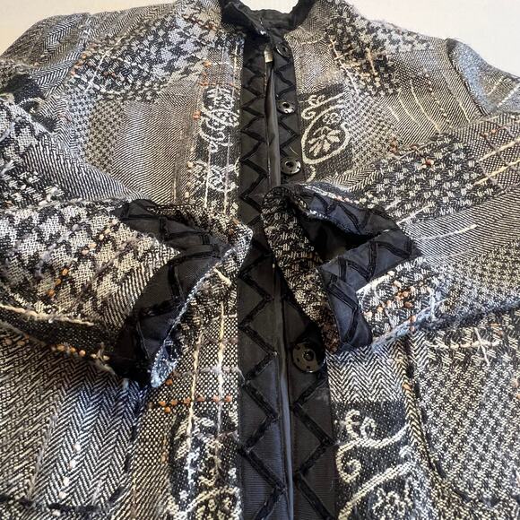 Coldwater Creek Womens Tweed Jacket Black Plaid Patch Size PS - Picture 13 of 13